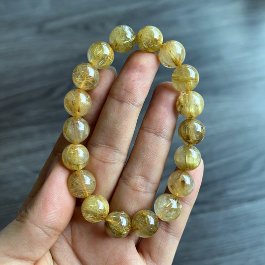 Natural Golden Rutilated Quartz VIP Bracelet Size 12 mm