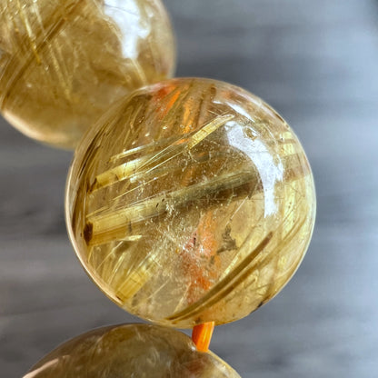Natural Golden Rutilated Quartz VIP Bracelet Size 12 mm