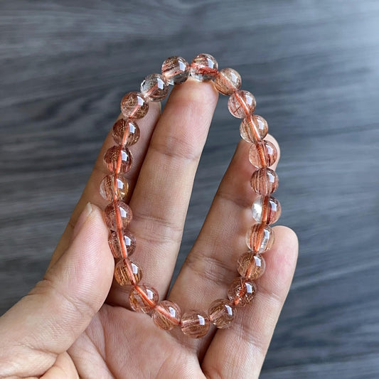 Red Brown Rutilated Quartz VIP Bracelet Size 8.5 mm