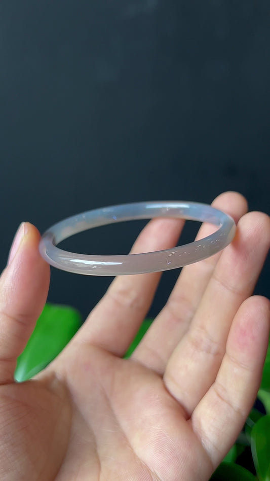 Natural Agate Bangle Leaf Style Size 58 mm
