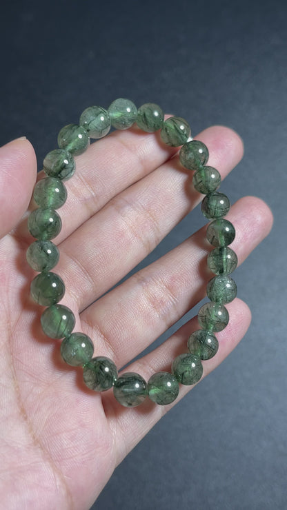 Natural Green Rutilated Quartz Bracelet Size 7 mm
