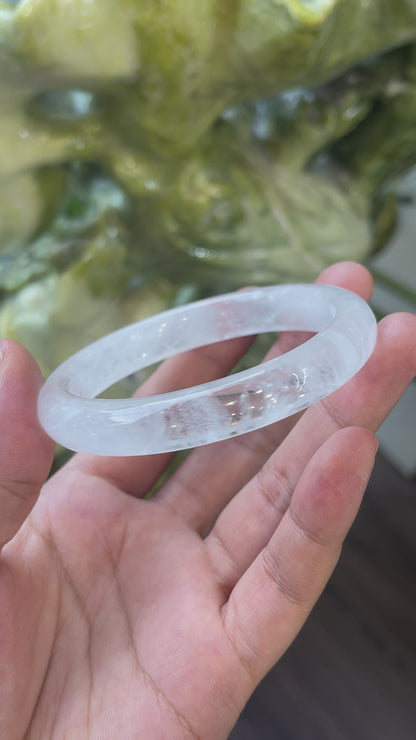 Clear Quartz Bangle Leaf Style Size 56 mm