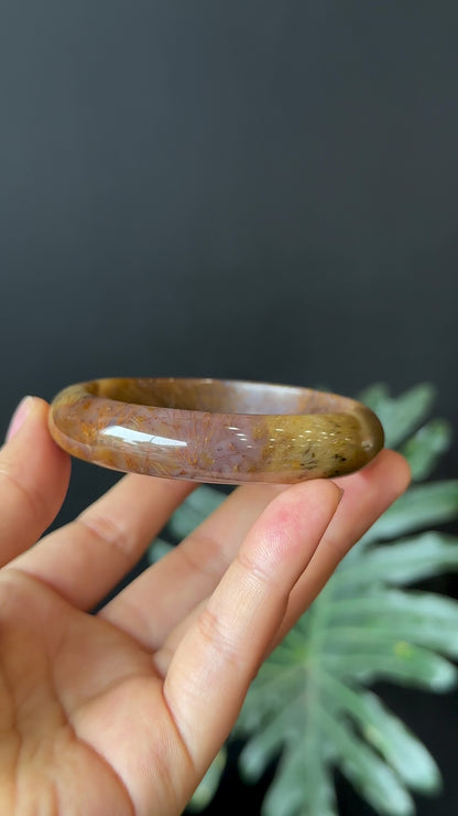 Multi Colour Rutilated Quartz Bangle Leaf Style Size 58 mm