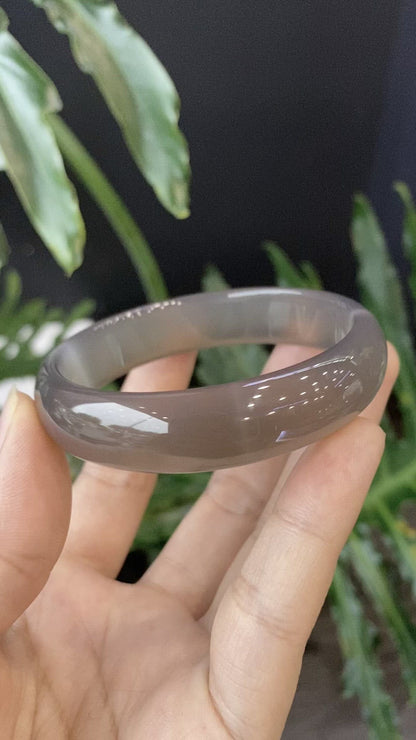 Agate Bangle Leaf Style Size 56 mm