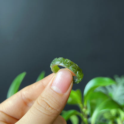 Nephrite Jade Carved Ring Size 1.8