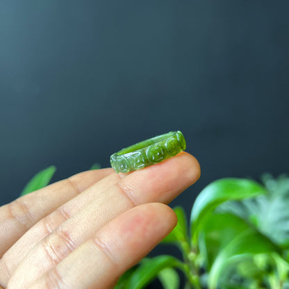 Nephrite Jade Carved Ring Size 1.8