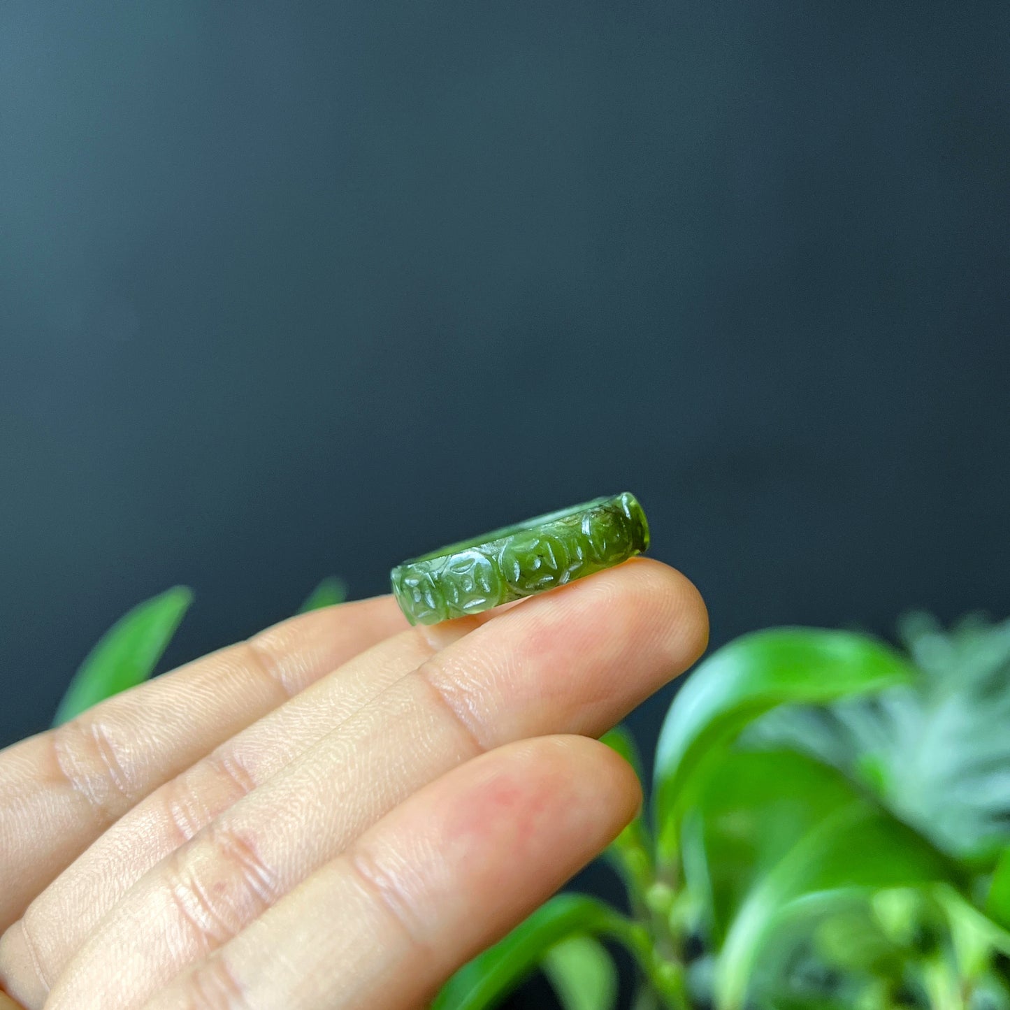 Nephrite Jade Carved Ring Size 1.8