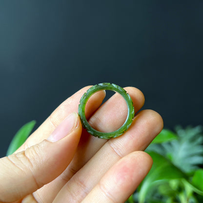 Nephrite Jade Carved Ring Size 1.8