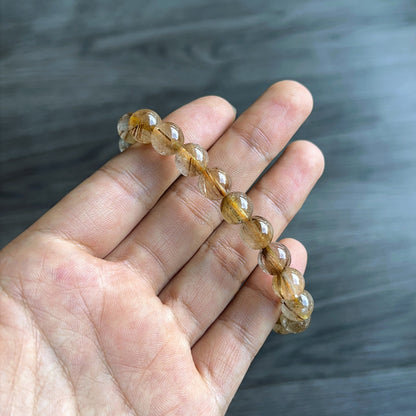 Natural Brown Golden Rutilated Quartz Bracelet Size 9 mm