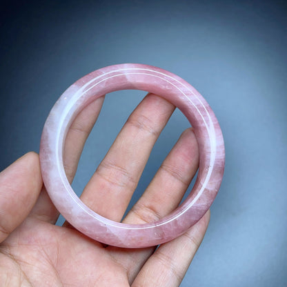 Rose Quartz Bangle Leaf Style Size 57 mm.