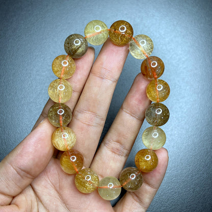 Natural Tri Colour Rutilated Quartz VIP Bracelet Size 12 mm