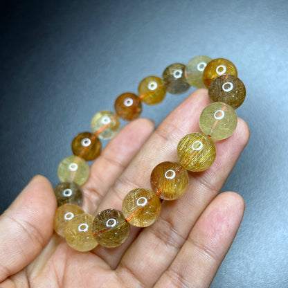 Natural Tri Colour Rutilated Quartz VIP Bracelet Size 12 mm