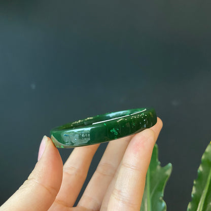 Nephrite Jade VIP Bangle Square Style Size 54 mm.