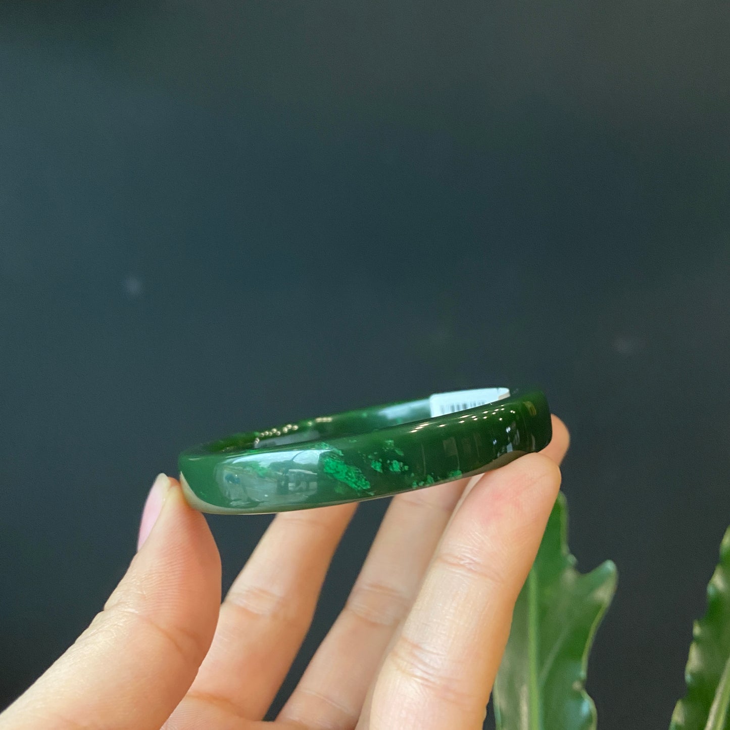 Nephrite Jade VIP Bangle Square Style Size 54 mm.