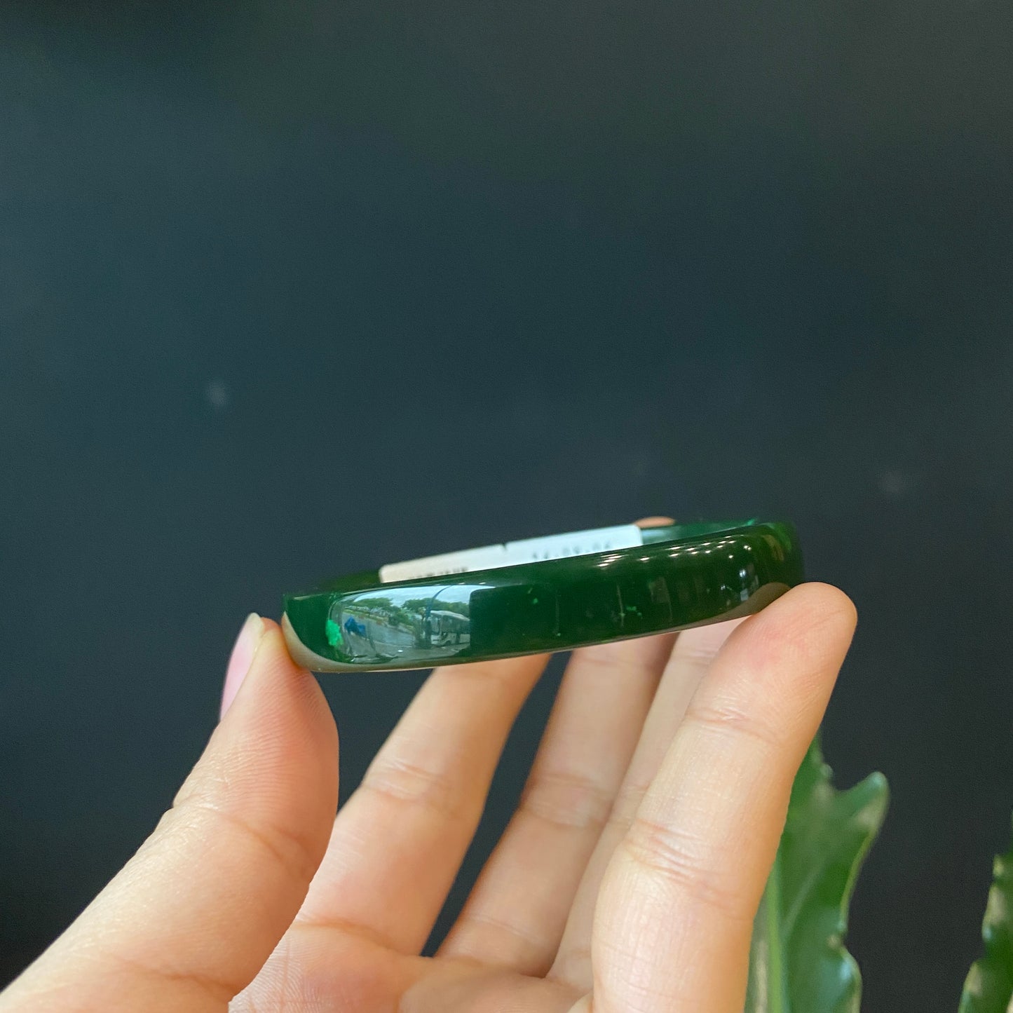 Nephrite Jade VIP Bangle Square Style Size 54 mm.