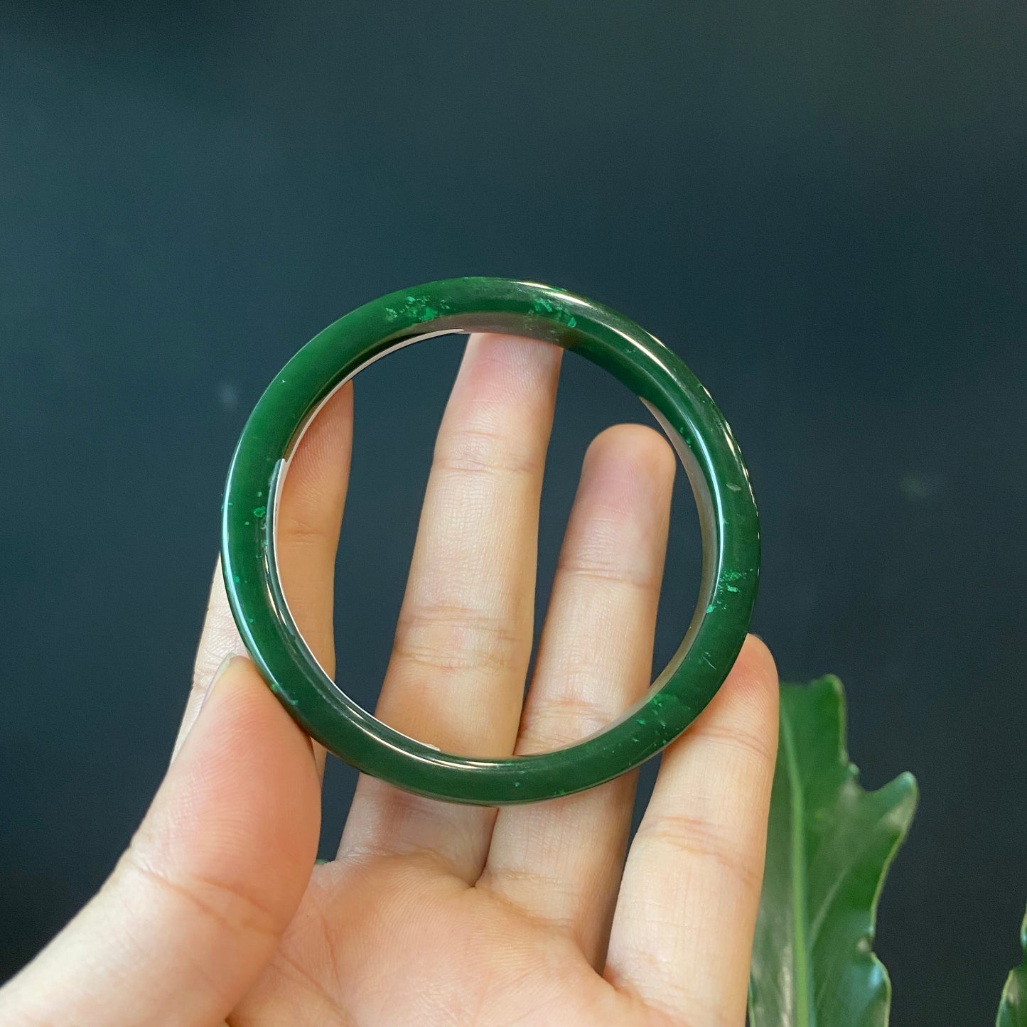 Nephrite Jade VIP Bangle Square Style Size 54 mm.