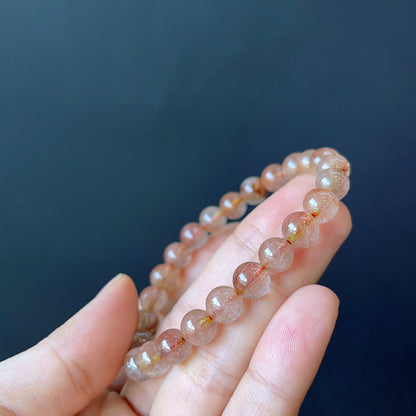 Pink Rutilated Quartz Bracelet Size 7 mm