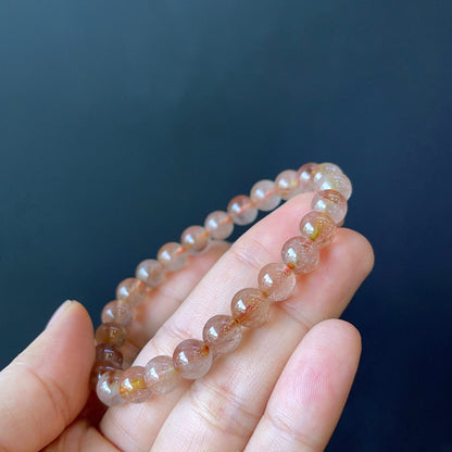 Pink Rutilated Quartz Bracelet Size 7 mm