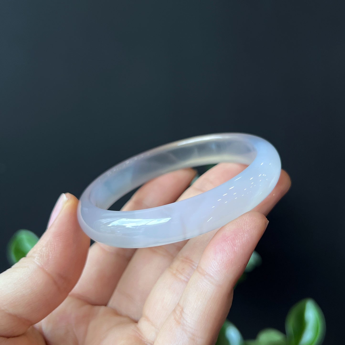 Agate Bangle Leaf Style Size 55 mm