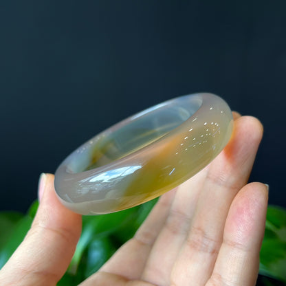 Agate Bangle Leaf Style Size 55 mm