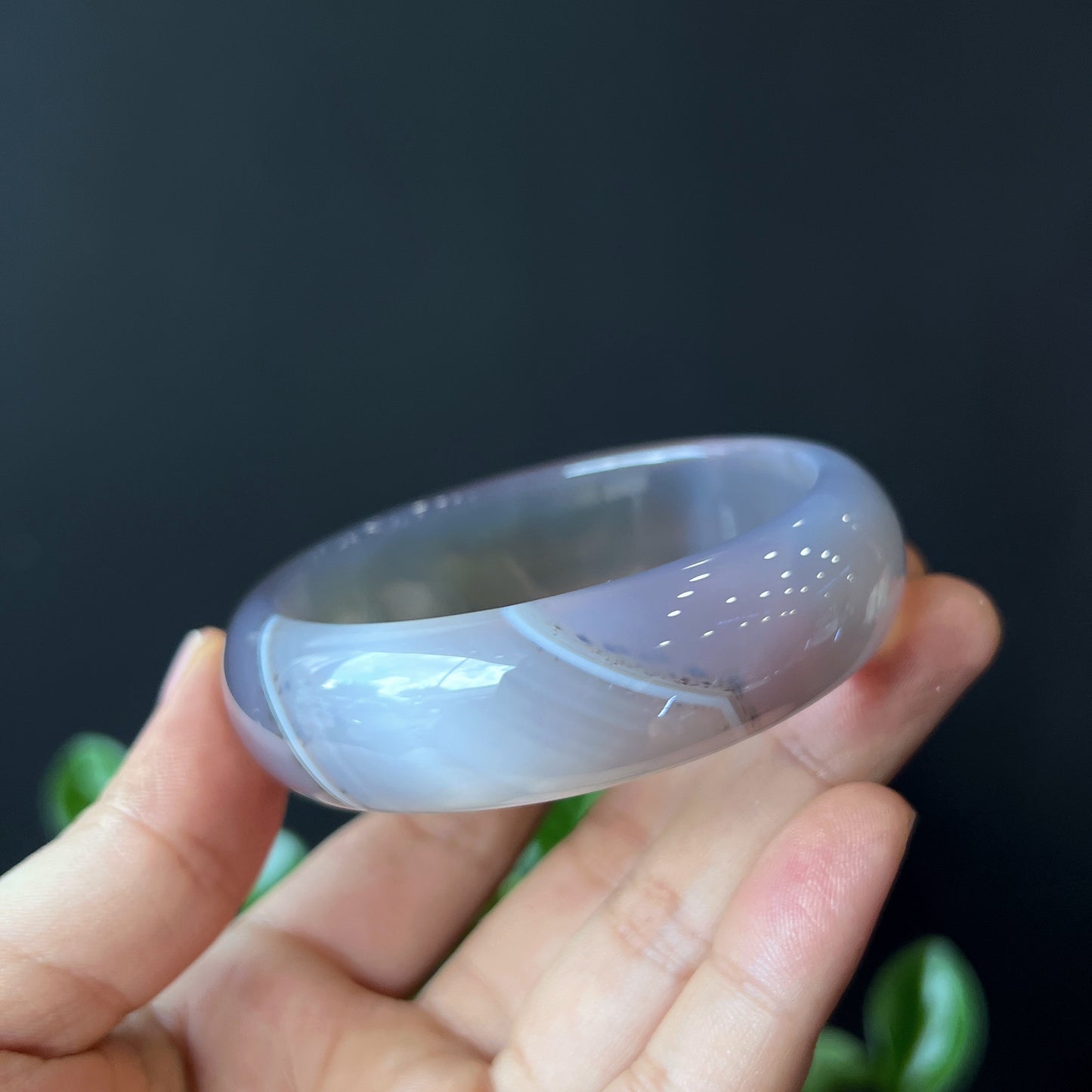 Agate Bangle Leaf Style Size 58 mm
