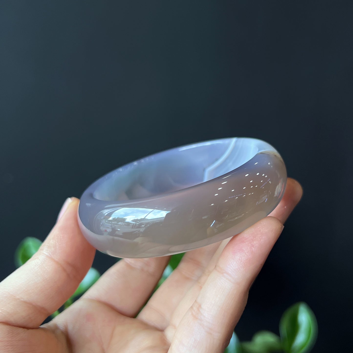 Agate Bangle Leaf Style Size 58 mm