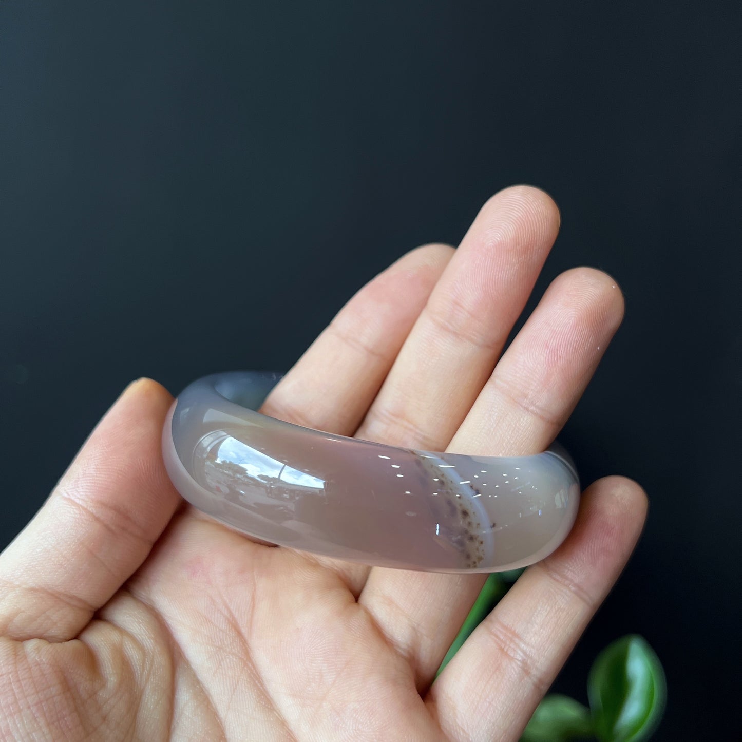 Agate Bangle Leaf Style Size 58 mm