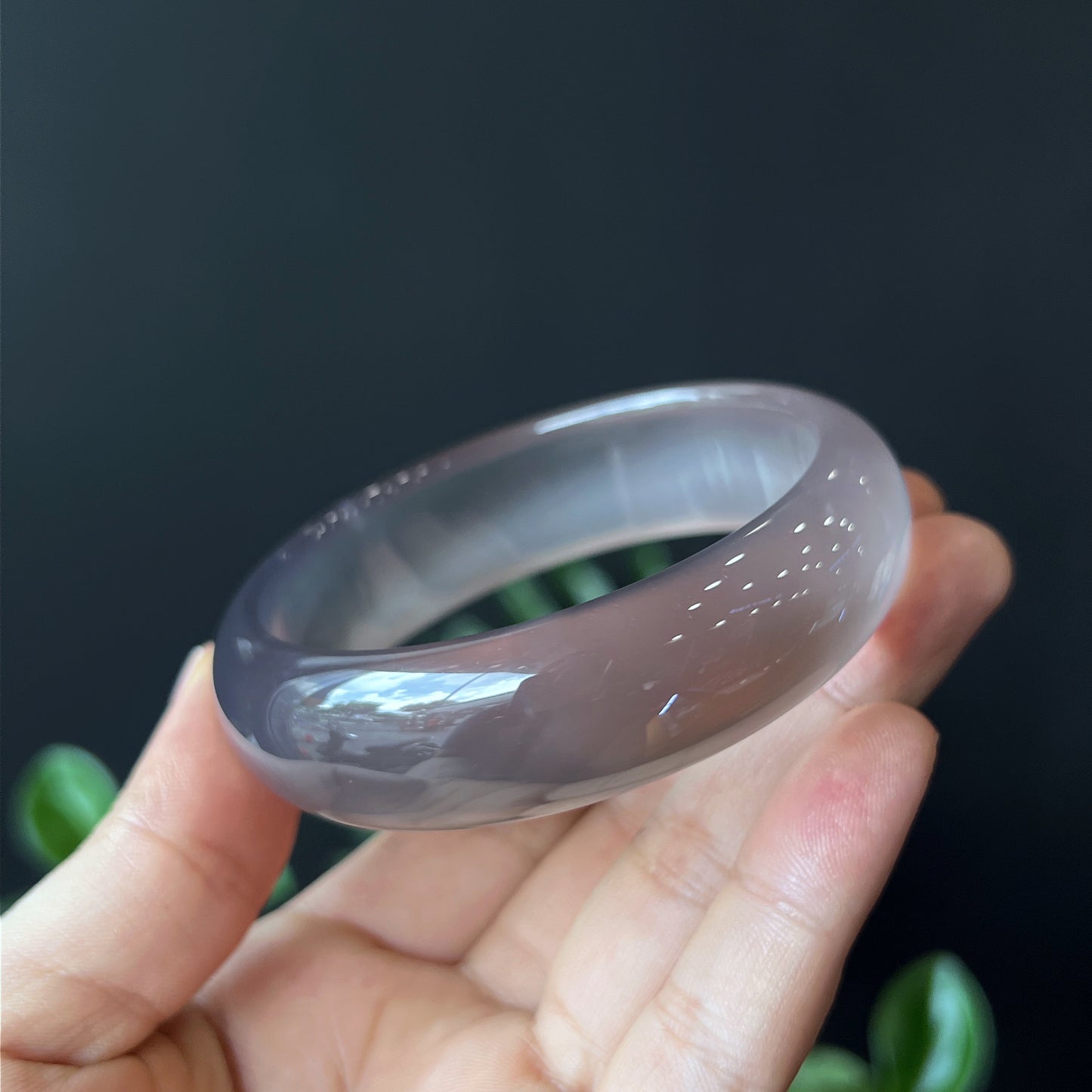 Agate Bangle Leaf Style Size 59 mm