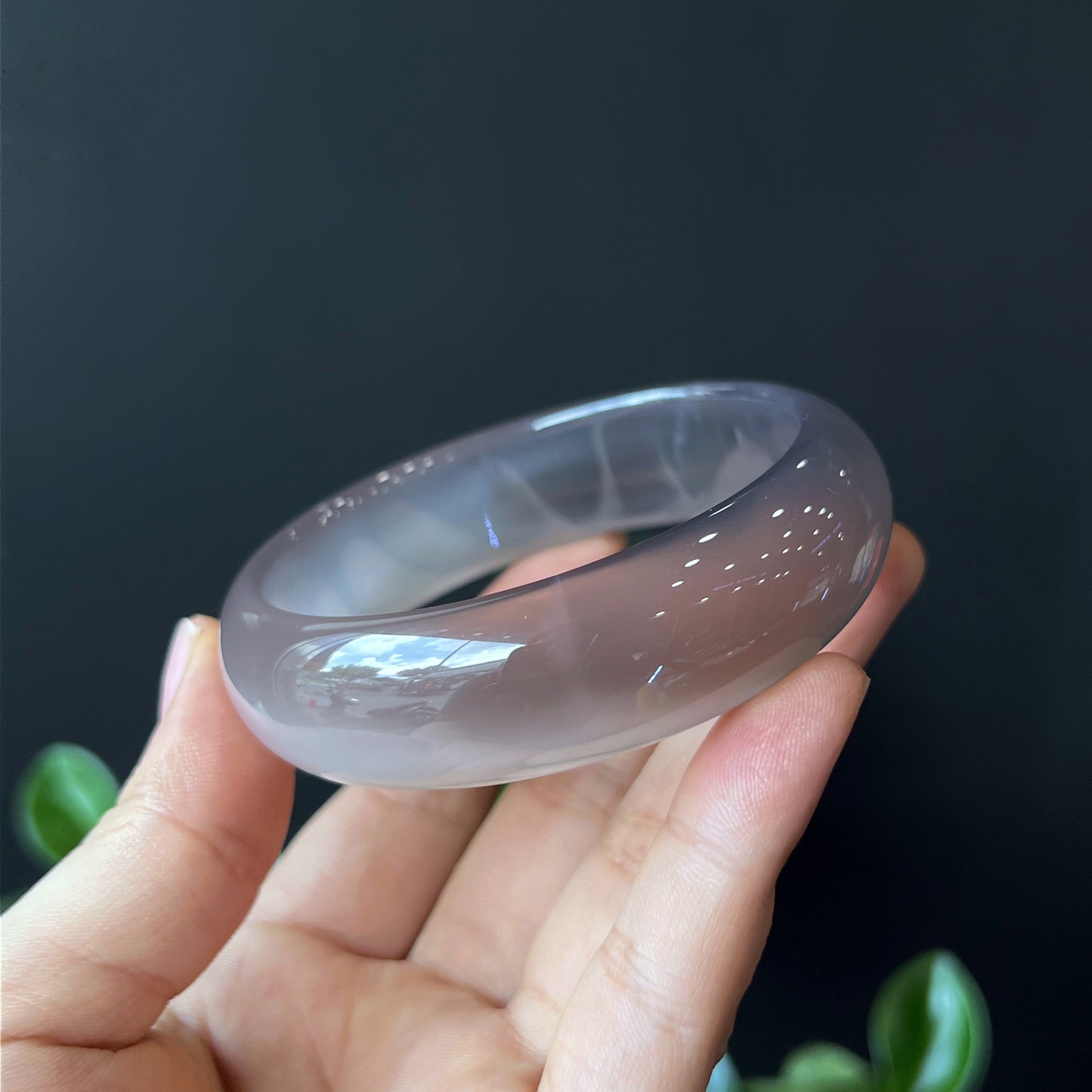 Agate Bangle Leaf Style Size 59 mm