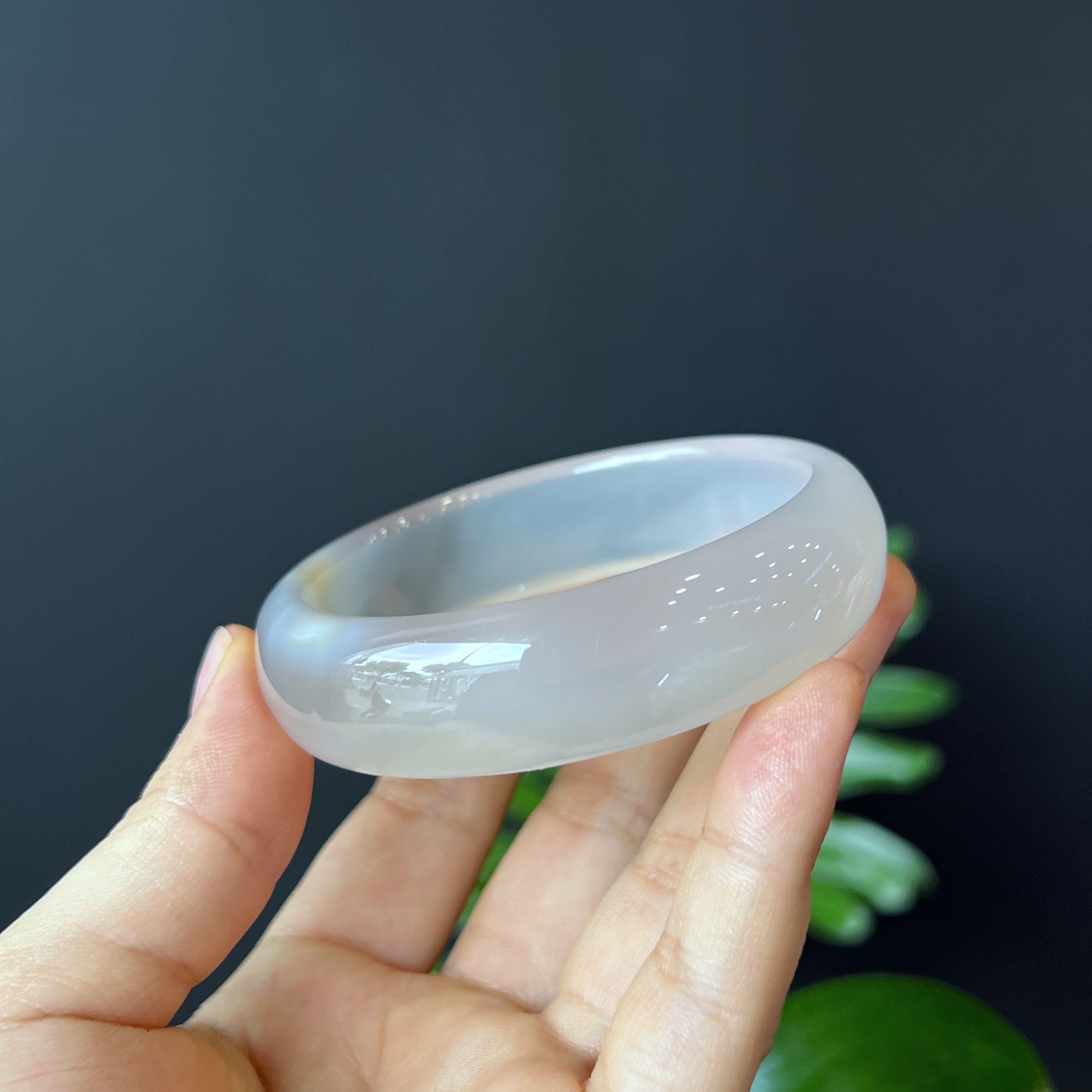 Agate Bangle Leaf Style Size 59 mm