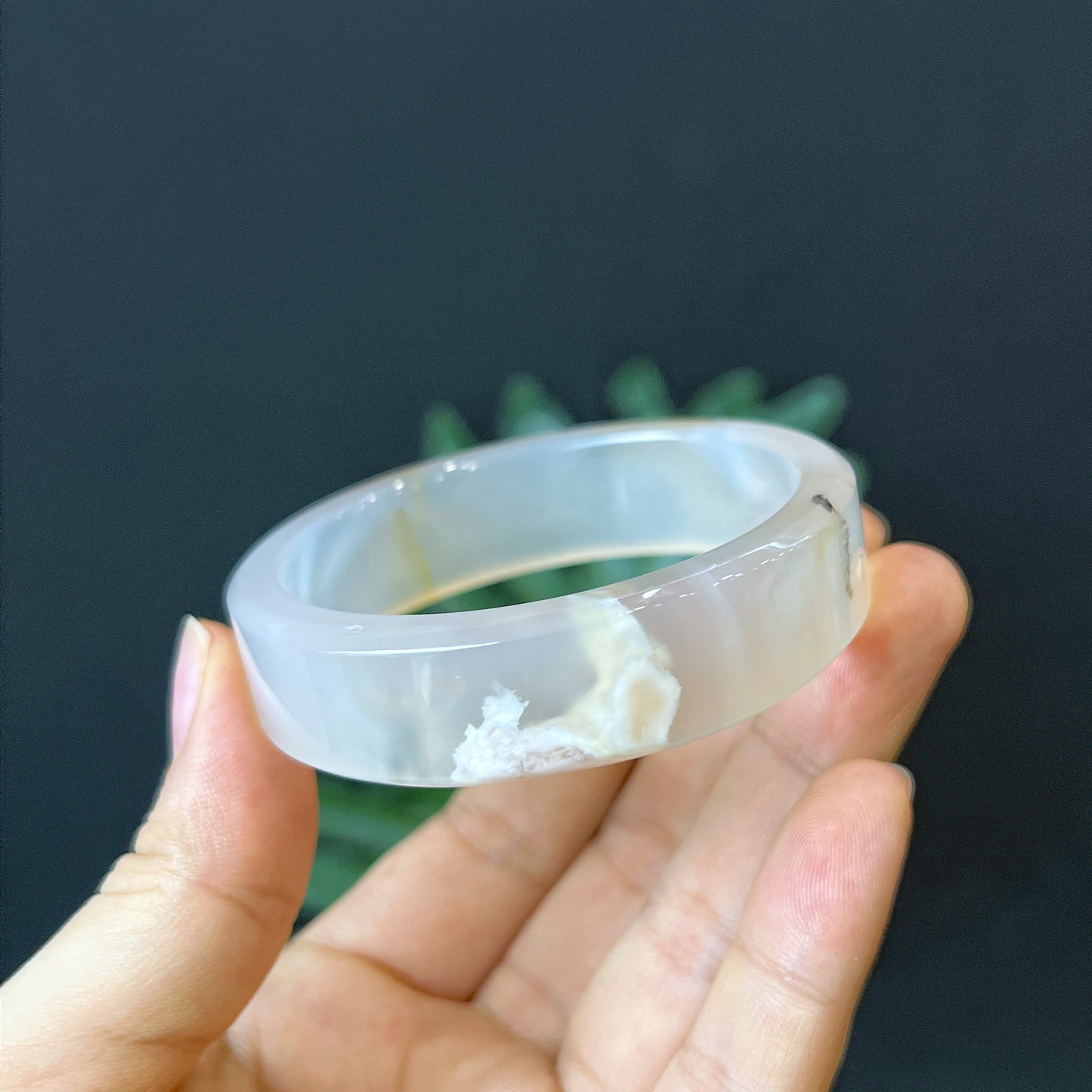 Floral Agate Bangle Square Style Size 54 mm