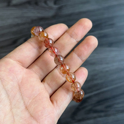Natural Red Brown Rutilated Quartz Bracelet Size 8 mm