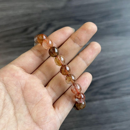 Red Brown Rutilated Quartz Bracelet Size 9 mm