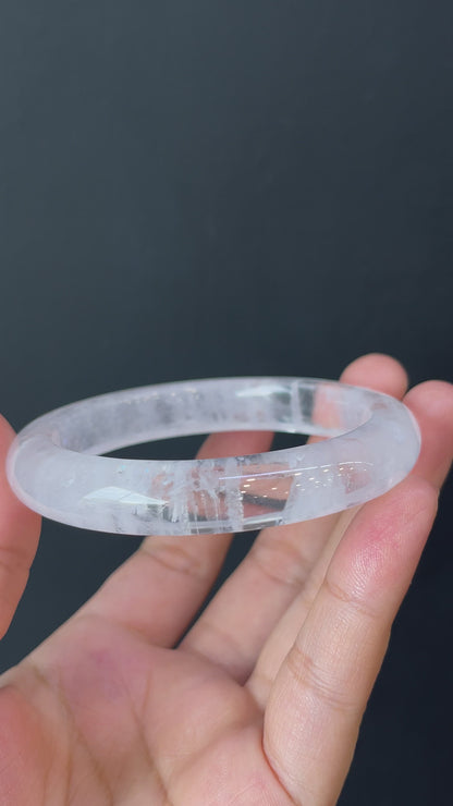 Clear Quartz Bangle Leaf Style Size 55 mm