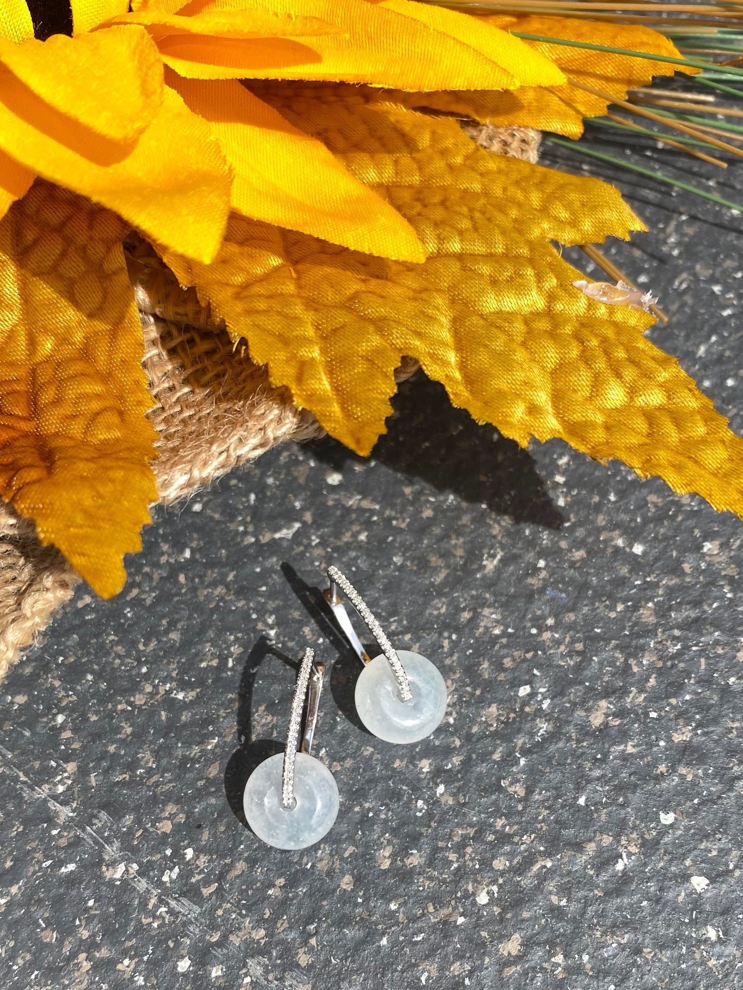 Translucent White Jadeite Jade Hook Earring