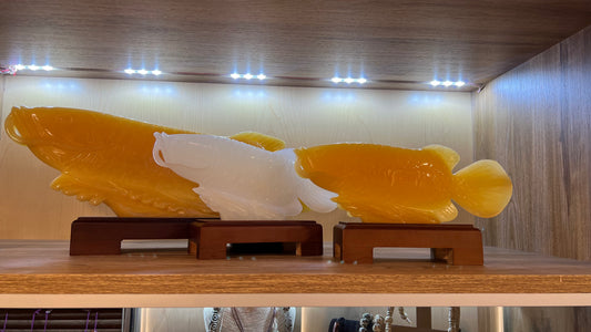 Golden Onyx Fish Statue