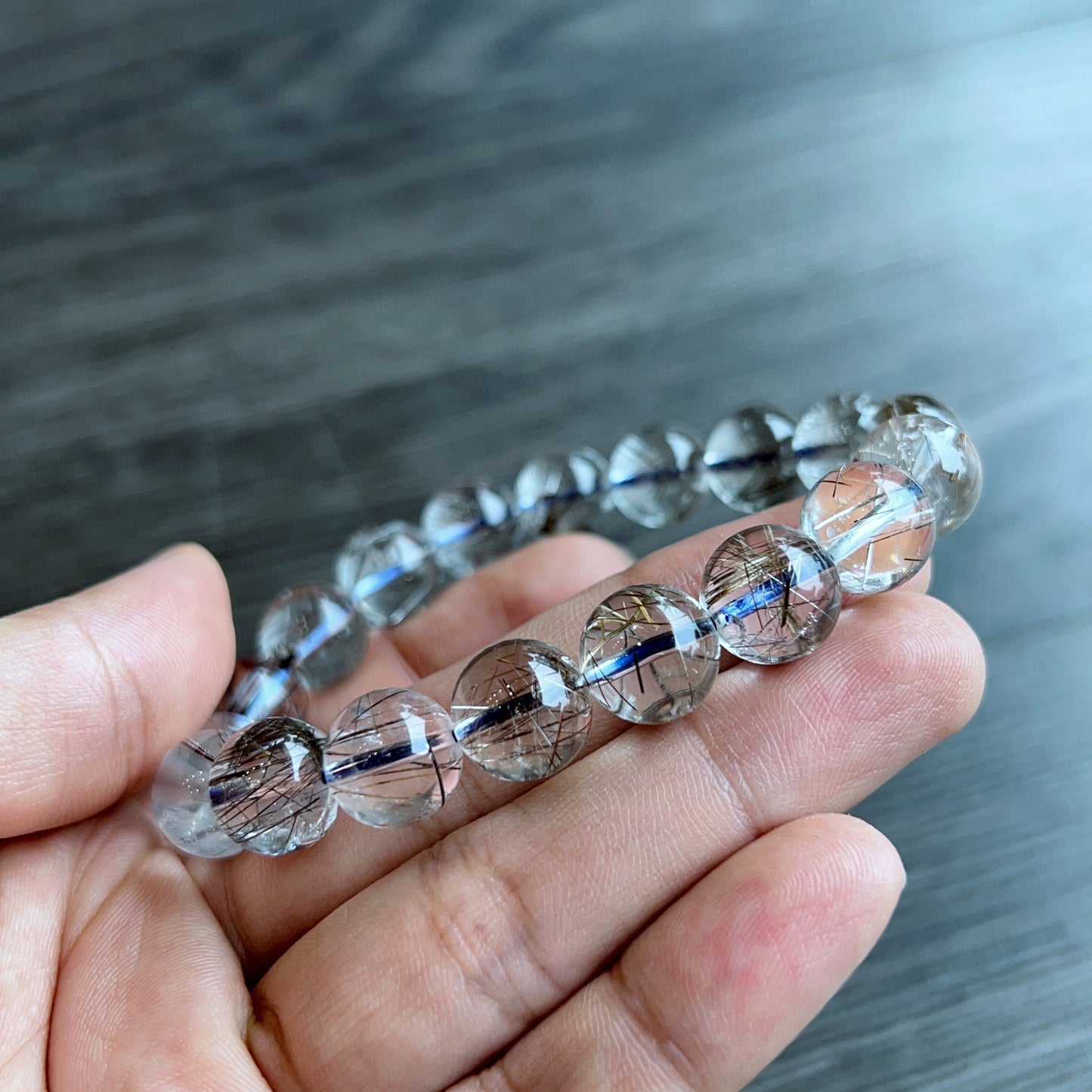 Platinum Rutilated Quartz Bracelet Size 11 mm