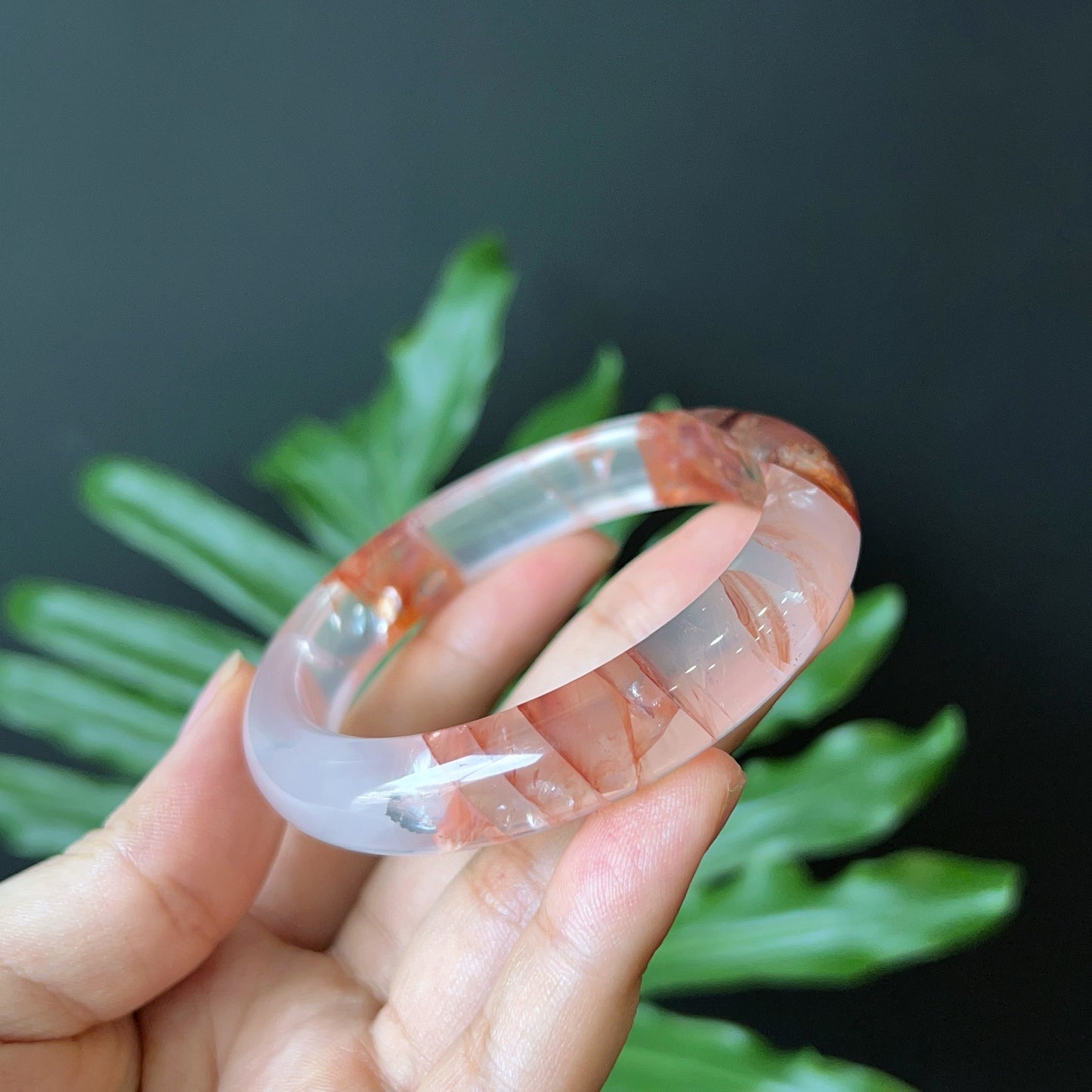 Fire Quartz Bangle Leaf Style Size 56 mm