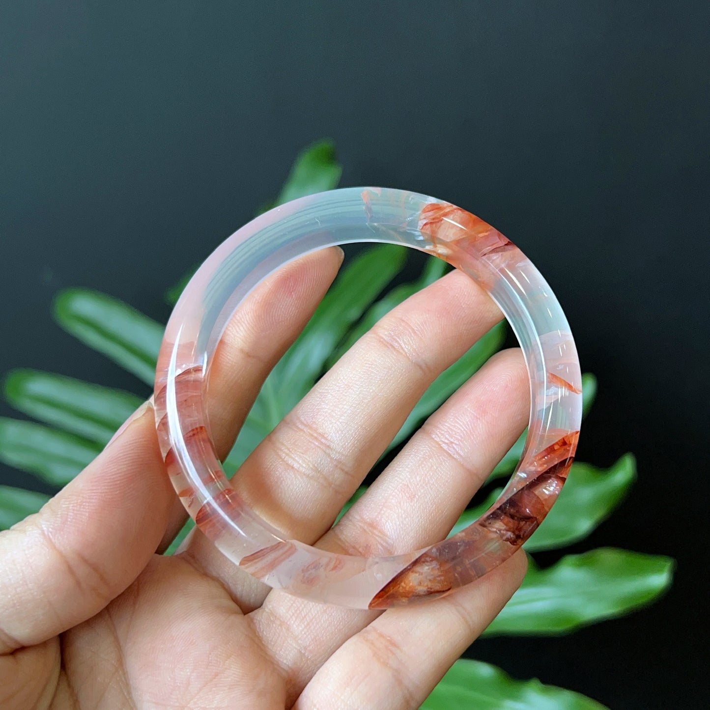 Fire Quartz Bangle Leaf Style Size 56 mm