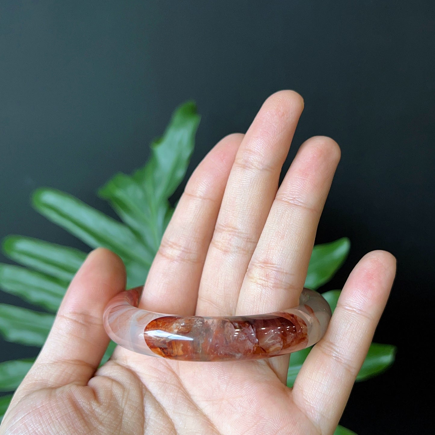 Fire Quartz Bangle Leaf Style Size 56 mm