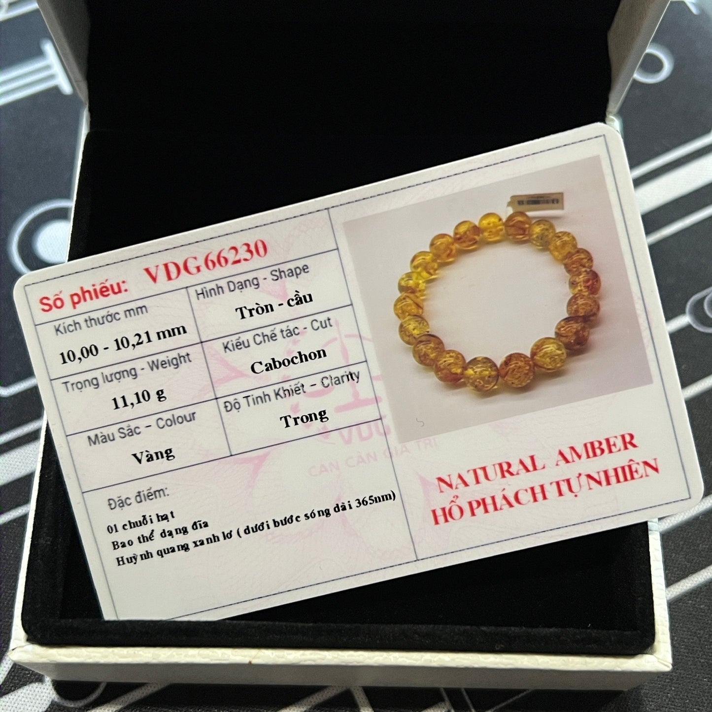 Amber Fossil Bracelet Size 10 mm